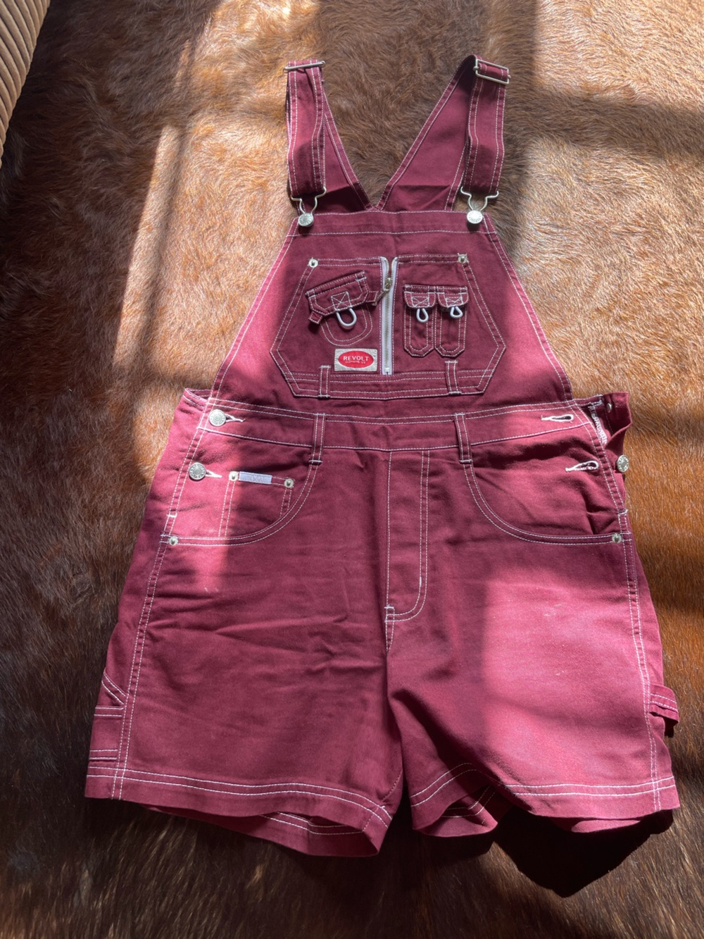 Burgundy Shorts Overalls
